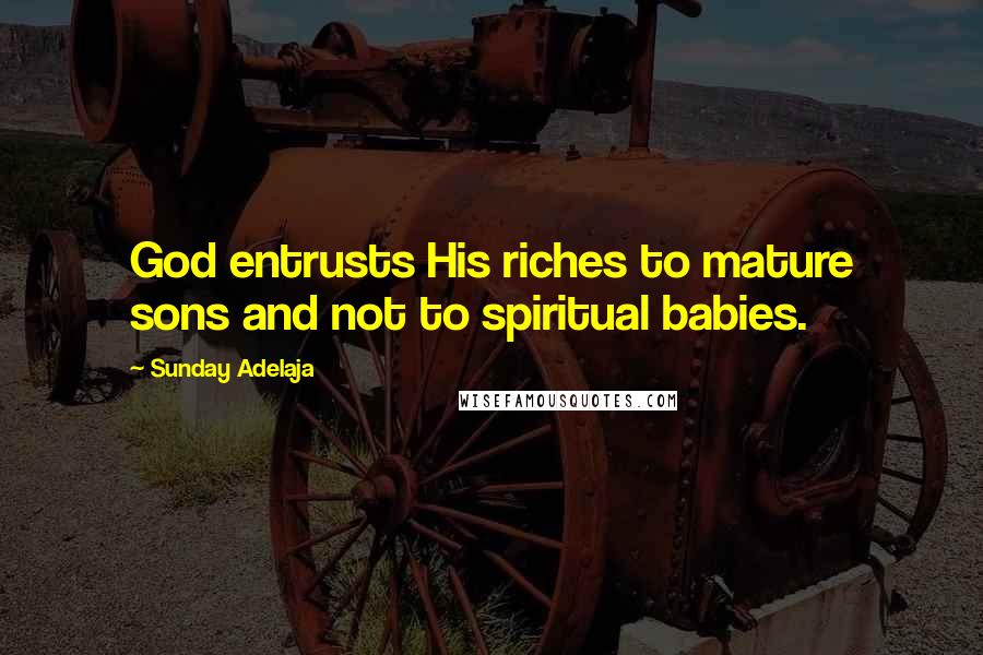 Sunday Adelaja Quotes: God entrusts His riches to mature sons and not to spiritual babies.