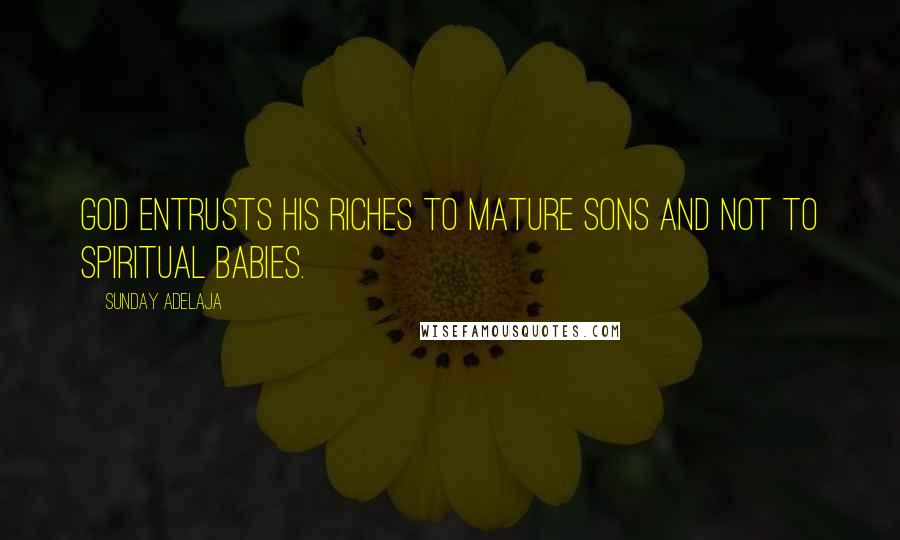 Sunday Adelaja Quotes: God entrusts His riches to mature sons and not to spiritual babies.