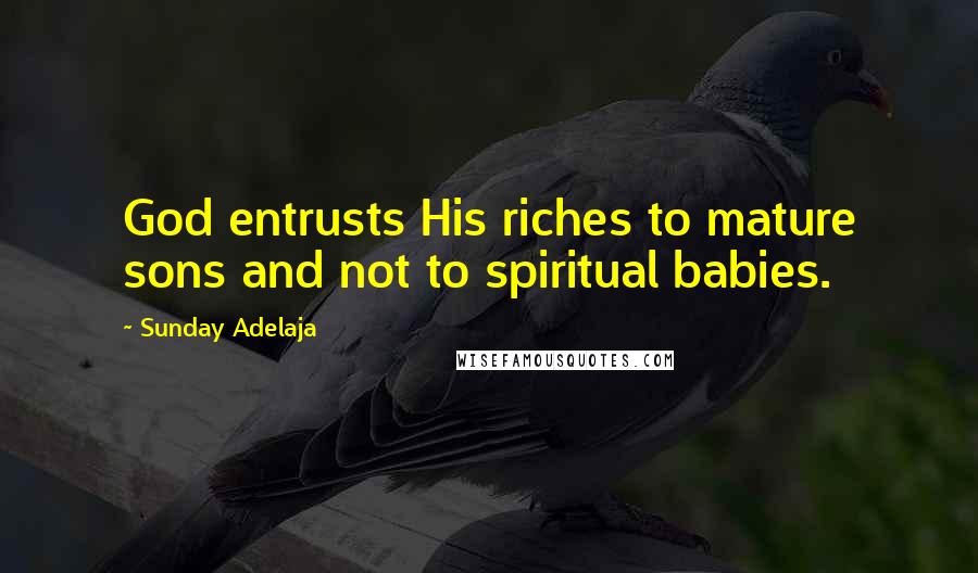 Sunday Adelaja Quotes: God entrusts His riches to mature sons and not to spiritual babies.