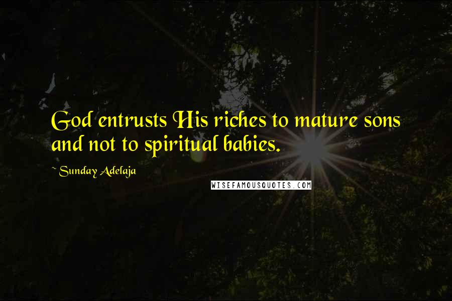 Sunday Adelaja Quotes: God entrusts His riches to mature sons and not to spiritual babies.