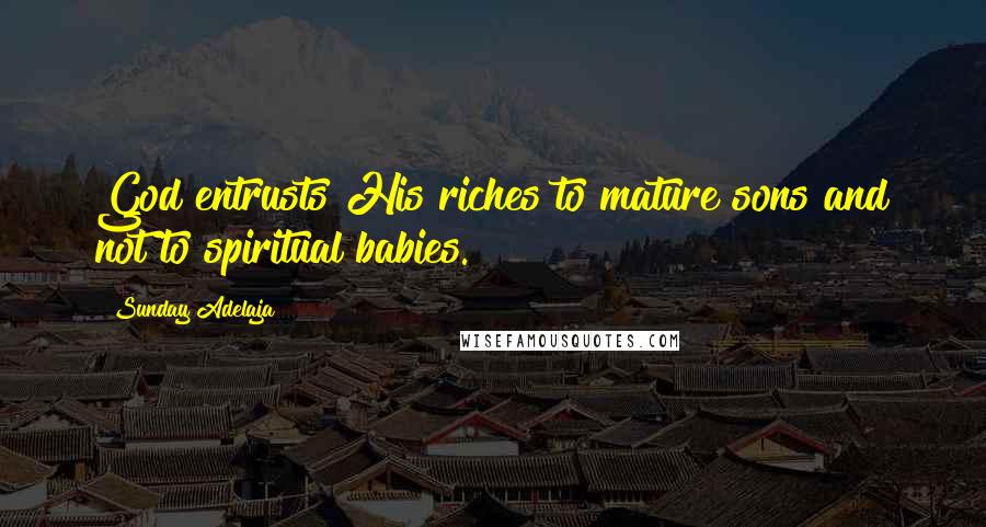 Sunday Adelaja Quotes: God entrusts His riches to mature sons and not to spiritual babies.