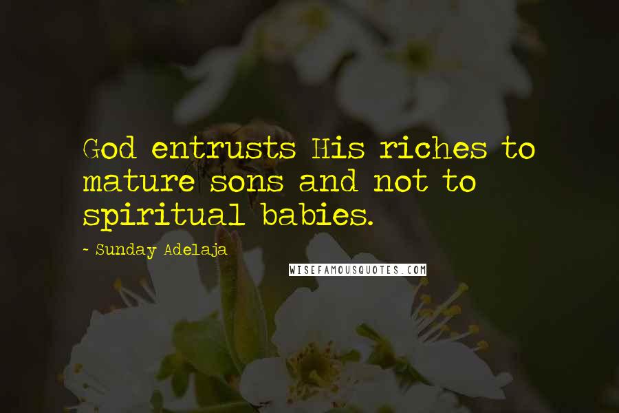 Sunday Adelaja Quotes: God entrusts His riches to mature sons and not to spiritual babies.