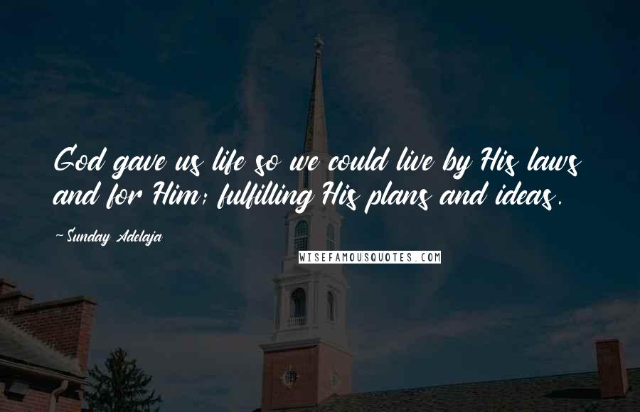 Sunday Adelaja Quotes: God gave us life so we could live by His laws and for Him; fulfilling His plans and ideas.