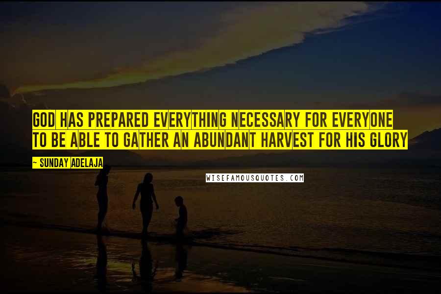 Sunday Adelaja Quotes: God has prepared everything necessary for everyone to be able to gather an abundant harvest for His glory