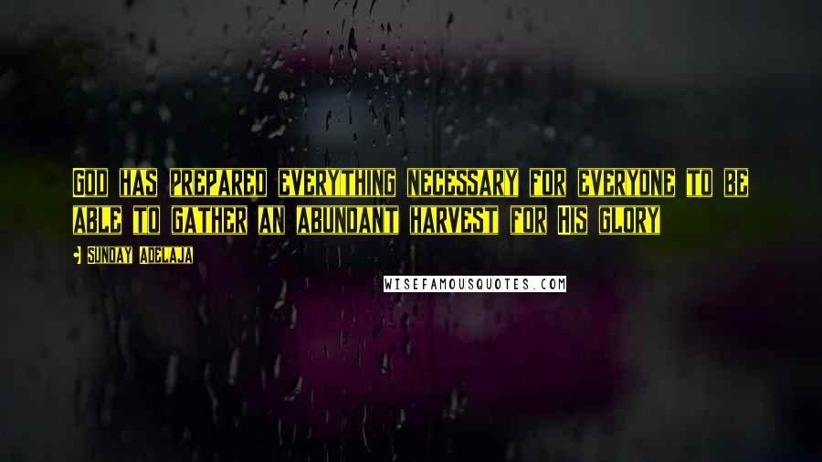 Sunday Adelaja Quotes: God has prepared everything necessary for everyone to be able to gather an abundant harvest for His glory