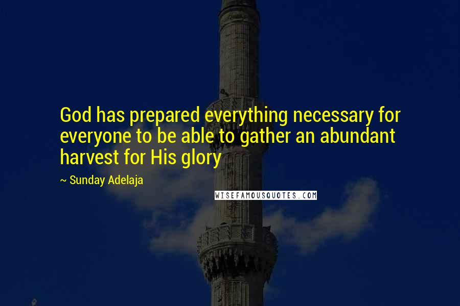 Sunday Adelaja Quotes: God has prepared everything necessary for everyone to be able to gather an abundant harvest for His glory