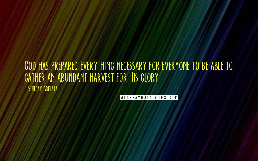 Sunday Adelaja Quotes: God has prepared everything necessary for everyone to be able to gather an abundant harvest for His glory
