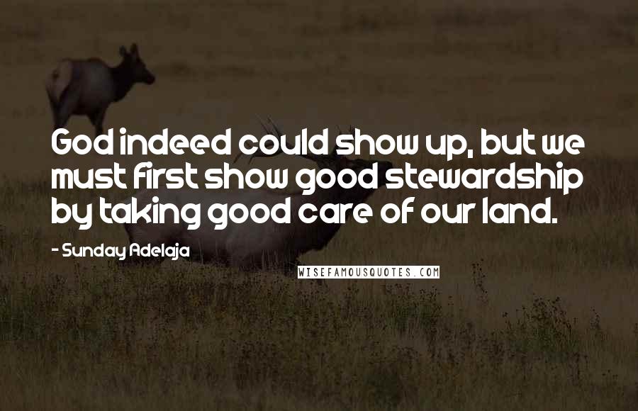 Sunday Adelaja Quotes: God indeed could show up, but we must first show good stewardship by taking good care of our land.