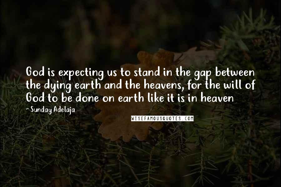 Sunday Adelaja Quotes: God is expecting us to stand in the gap between the dying earth and the heavens, for the will of God to be done on earth like it is in heaven