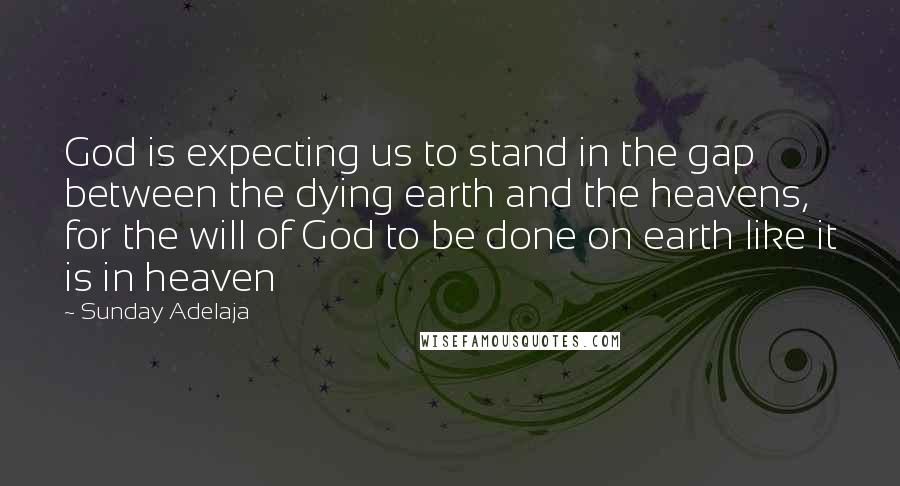 Sunday Adelaja Quotes: God is expecting us to stand in the gap between the dying earth and the heavens, for the will of God to be done on earth like it is in heaven