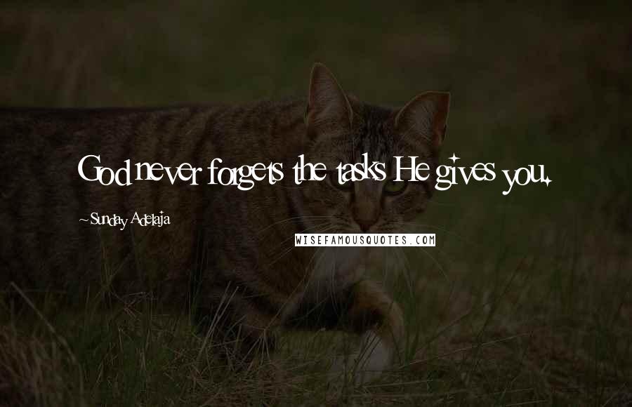 Sunday Adelaja Quotes: God never forgets the tasks He gives you.