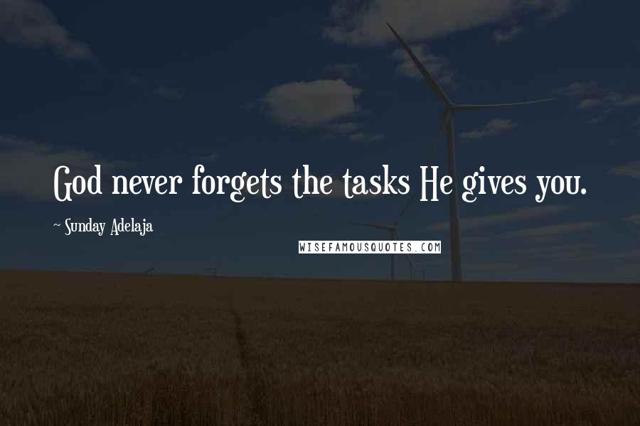 Sunday Adelaja Quotes: God never forgets the tasks He gives you.