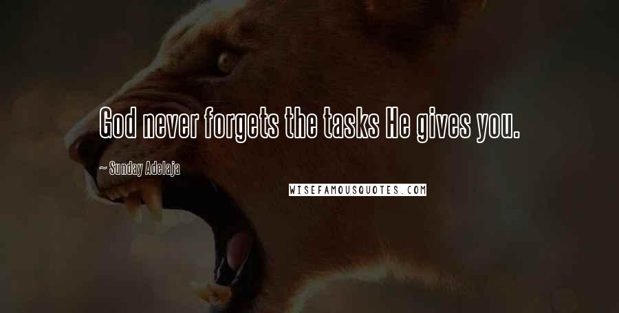 Sunday Adelaja Quotes: God never forgets the tasks He gives you.