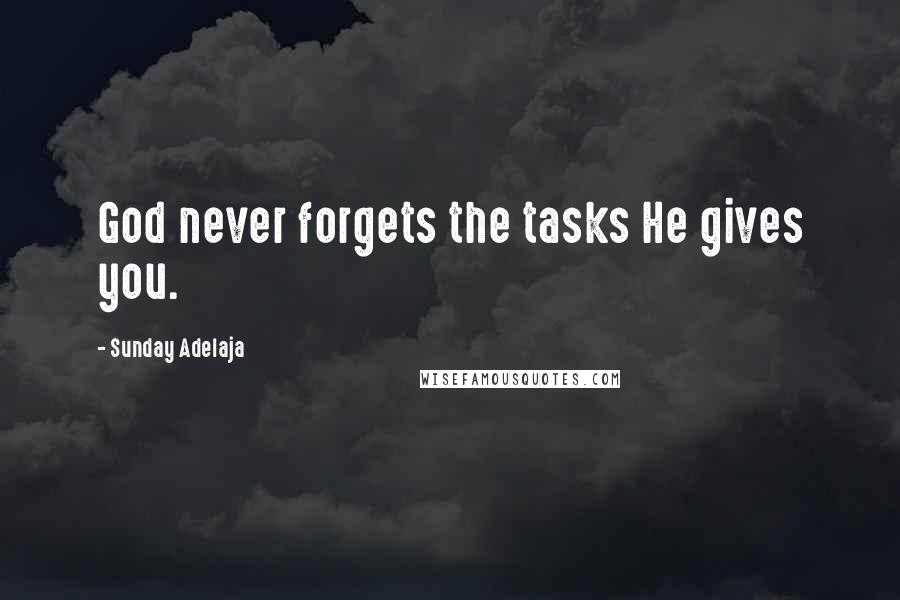 Sunday Adelaja Quotes: God never forgets the tasks He gives you.