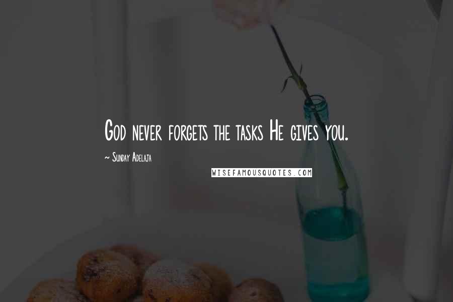 Sunday Adelaja Quotes: God never forgets the tasks He gives you.