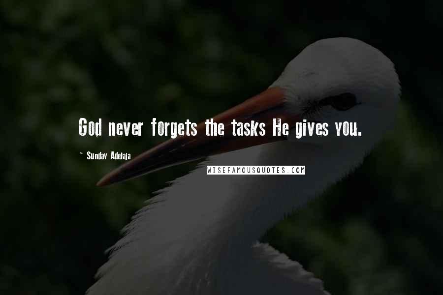 Sunday Adelaja Quotes: God never forgets the tasks He gives you.