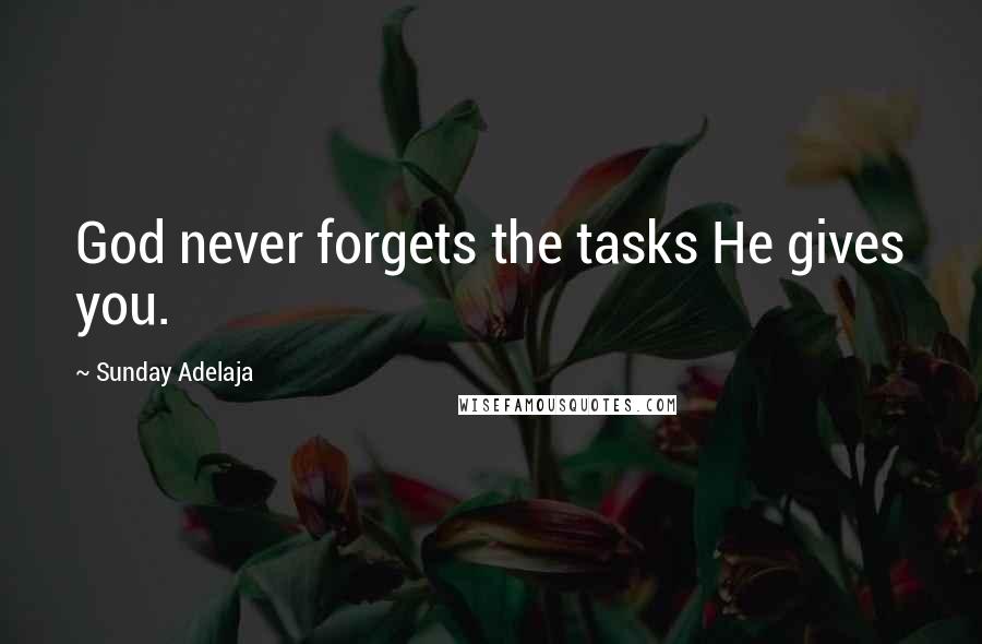 Sunday Adelaja Quotes: God never forgets the tasks He gives you.