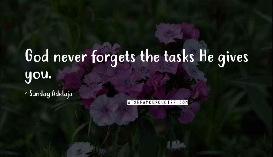 Sunday Adelaja Quotes: God never forgets the tasks He gives you.