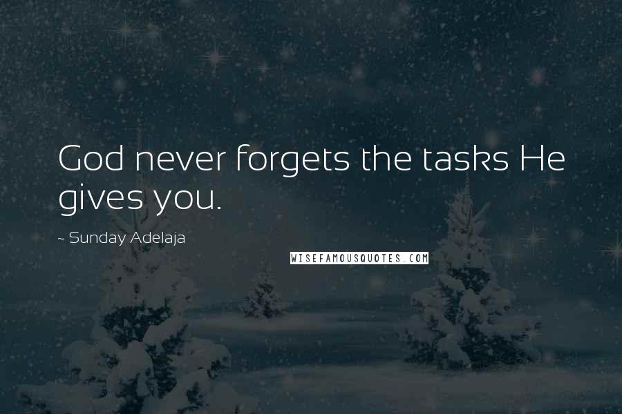 Sunday Adelaja Quotes: God never forgets the tasks He gives you.