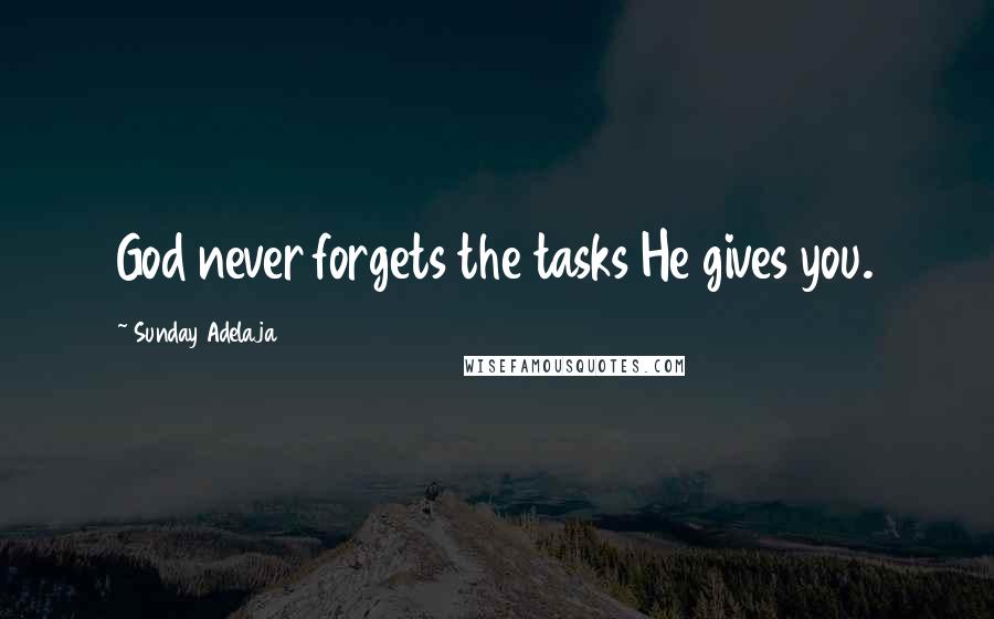 Sunday Adelaja Quotes: God never forgets the tasks He gives you.
