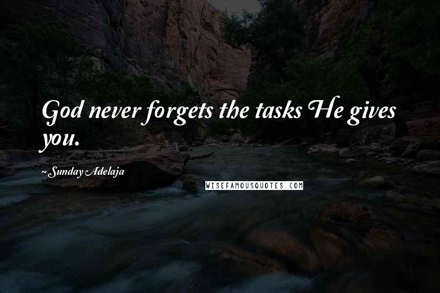 Sunday Adelaja Quotes: God never forgets the tasks He gives you.