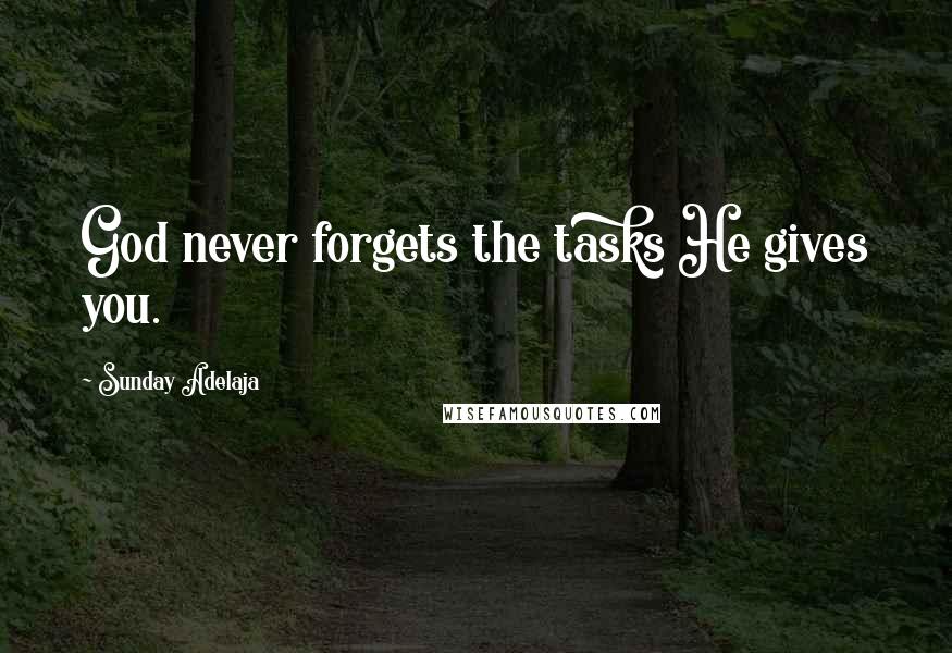 Sunday Adelaja Quotes: God never forgets the tasks He gives you.