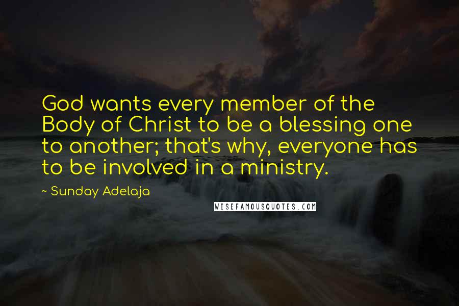 Sunday Adelaja Quotes: God wants every member of the Body of Christ to be a blessing one to another; that's why, everyone has to be involved in a ministry.