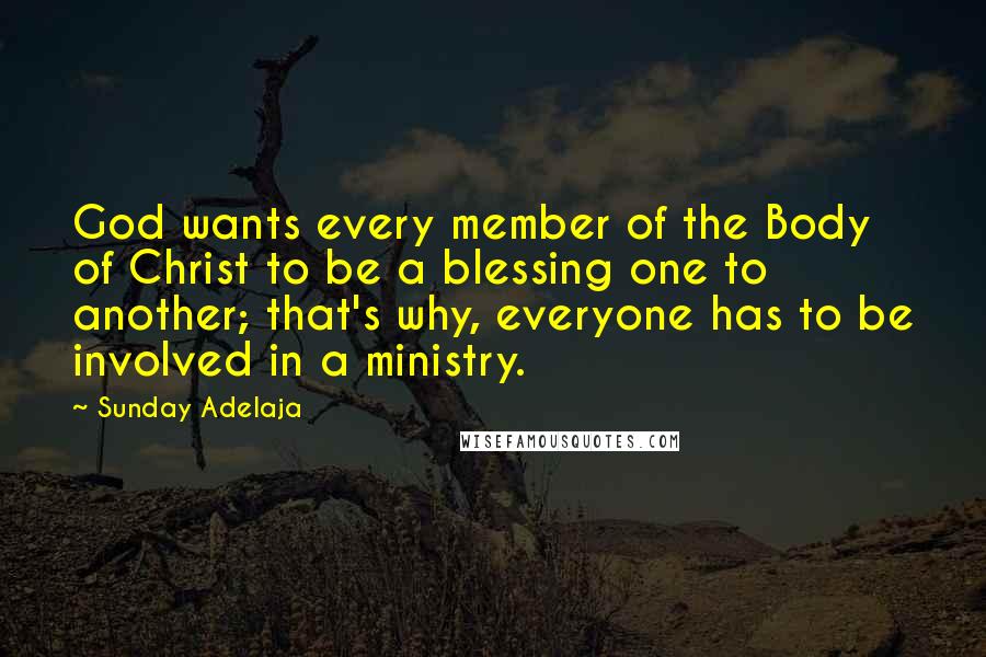 Sunday Adelaja Quotes: God wants every member of the Body of Christ to be a blessing one to another; that's why, everyone has to be involved in a ministry.