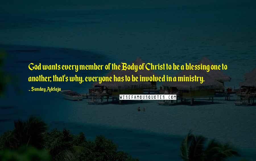 Sunday Adelaja Quotes: God wants every member of the Body of Christ to be a blessing one to another; that's why, everyone has to be involved in a ministry.