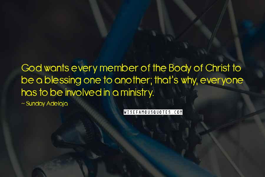 Sunday Adelaja Quotes: God wants every member of the Body of Christ to be a blessing one to another; that's why, everyone has to be involved in a ministry.