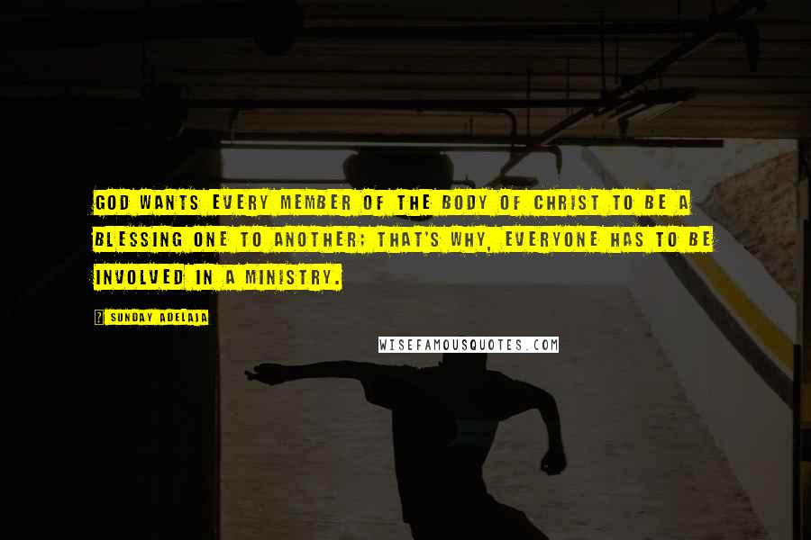 Sunday Adelaja Quotes: God wants every member of the Body of Christ to be a blessing one to another; that's why, everyone has to be involved in a ministry.