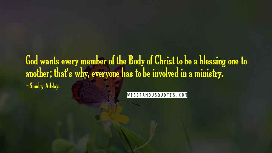 Sunday Adelaja Quotes: God wants every member of the Body of Christ to be a blessing one to another; that's why, everyone has to be involved in a ministry.