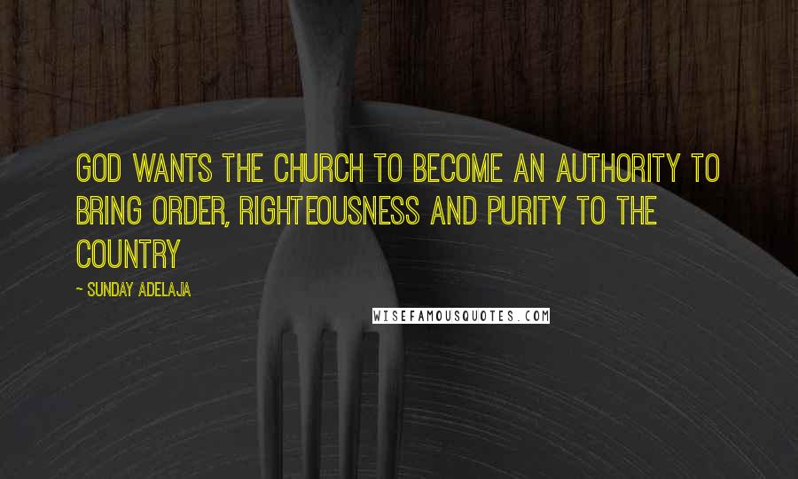 Sunday Adelaja Quotes: God wants the church to become an authority to bring order, righteousness and purity to the country