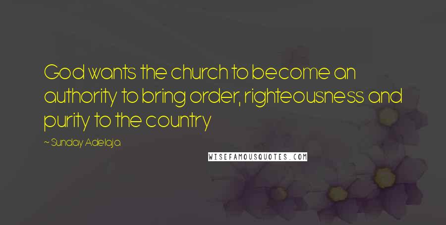 Sunday Adelaja Quotes: God wants the church to become an authority to bring order, righteousness and purity to the country