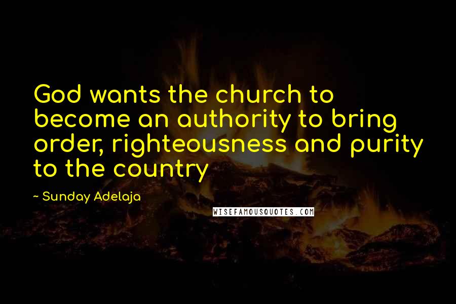 Sunday Adelaja Quotes: God wants the church to become an authority to bring order, righteousness and purity to the country