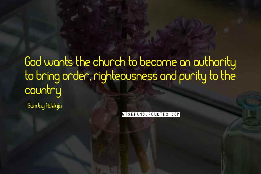 Sunday Adelaja Quotes: God wants the church to become an authority to bring order, righteousness and purity to the country