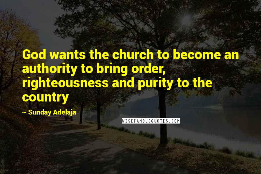 Sunday Adelaja Quotes: God wants the church to become an authority to bring order, righteousness and purity to the country