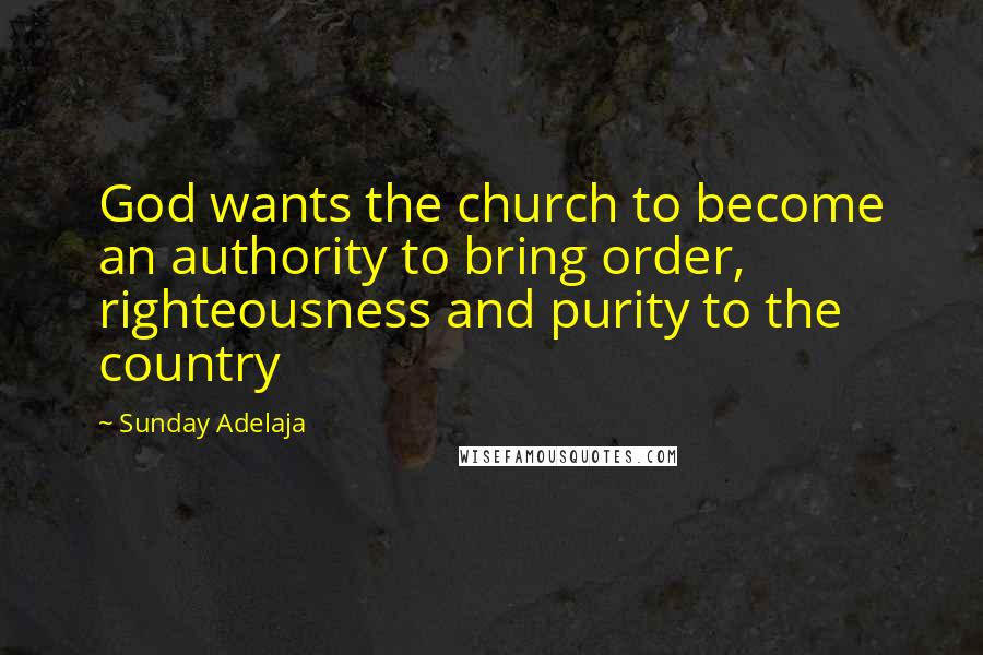 Sunday Adelaja Quotes: God wants the church to become an authority to bring order, righteousness and purity to the country