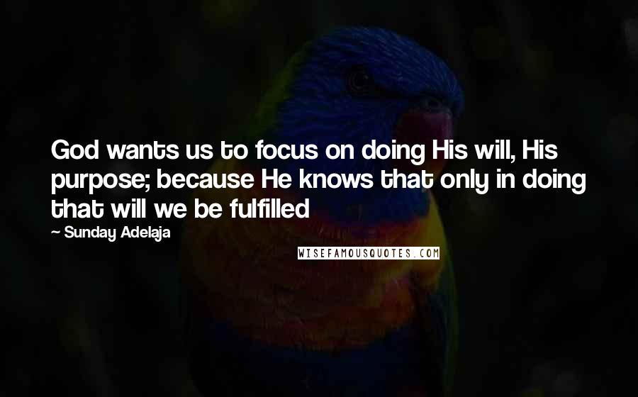 Sunday Adelaja Quotes: God wants us to focus on doing His will, His purpose; because He knows that only in doing that will we be fulfilled