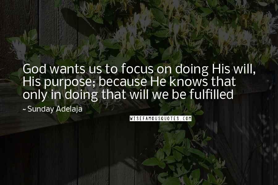Sunday Adelaja Quotes: God wants us to focus on doing His will, His purpose; because He knows that only in doing that will we be fulfilled