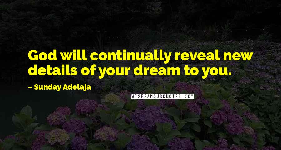 Sunday Adelaja Quotes: God will continually reveal new details of your dream to you.