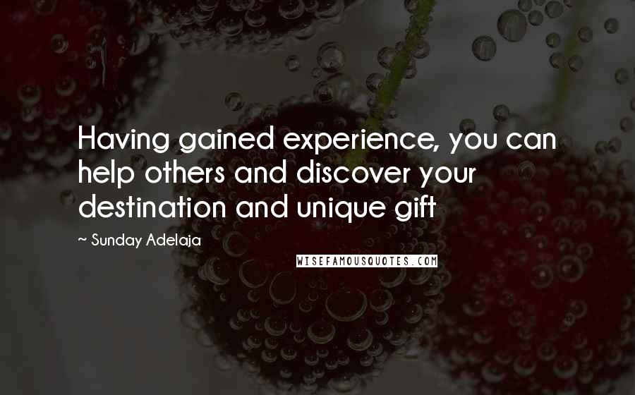 Sunday Adelaja Quotes: Having gained experience, you can help others and discover your destination and unique gift