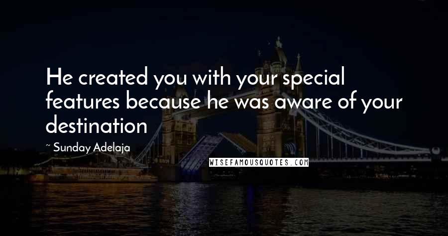 Sunday Adelaja Quotes: He created you with your special features because he was aware of your destination