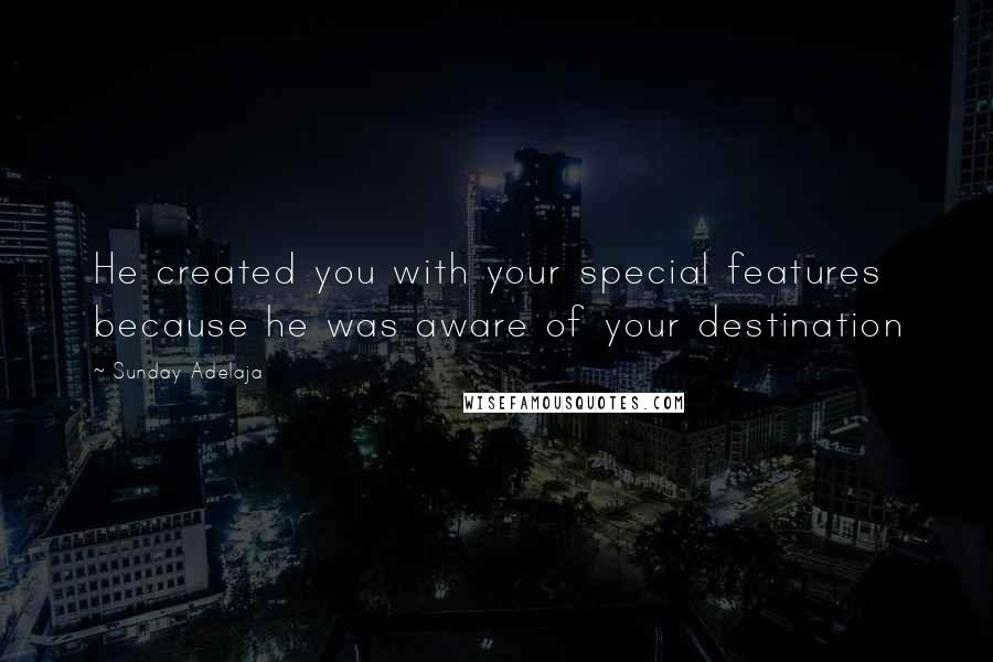Sunday Adelaja Quotes: He created you with your special features because he was aware of your destination