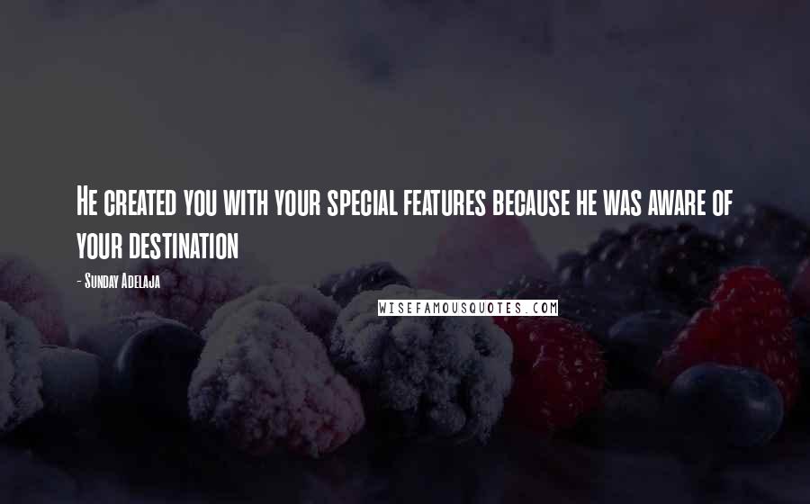 Sunday Adelaja Quotes: He created you with your special features because he was aware of your destination