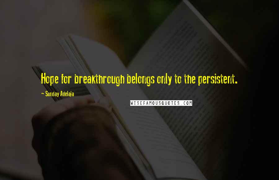 Sunday Adelaja Quotes: Hope for breakthrough belongs only to the persistent.