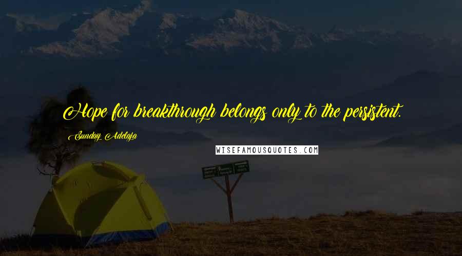 Sunday Adelaja Quotes: Hope for breakthrough belongs only to the persistent.