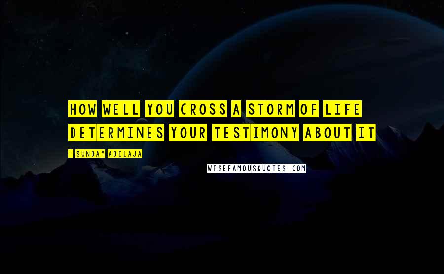 Sunday Adelaja Quotes: How well you cross a storm of life determines your testimony about it