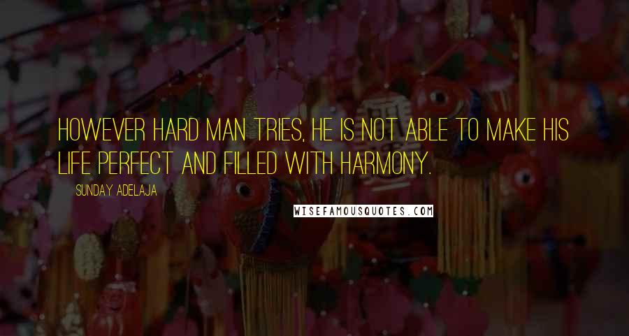 Sunday Adelaja Quotes: However hard man tries, he is not able to make his life perfect and filled with harmony.