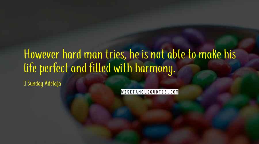 Sunday Adelaja Quotes: However hard man tries, he is not able to make his life perfect and filled with harmony.